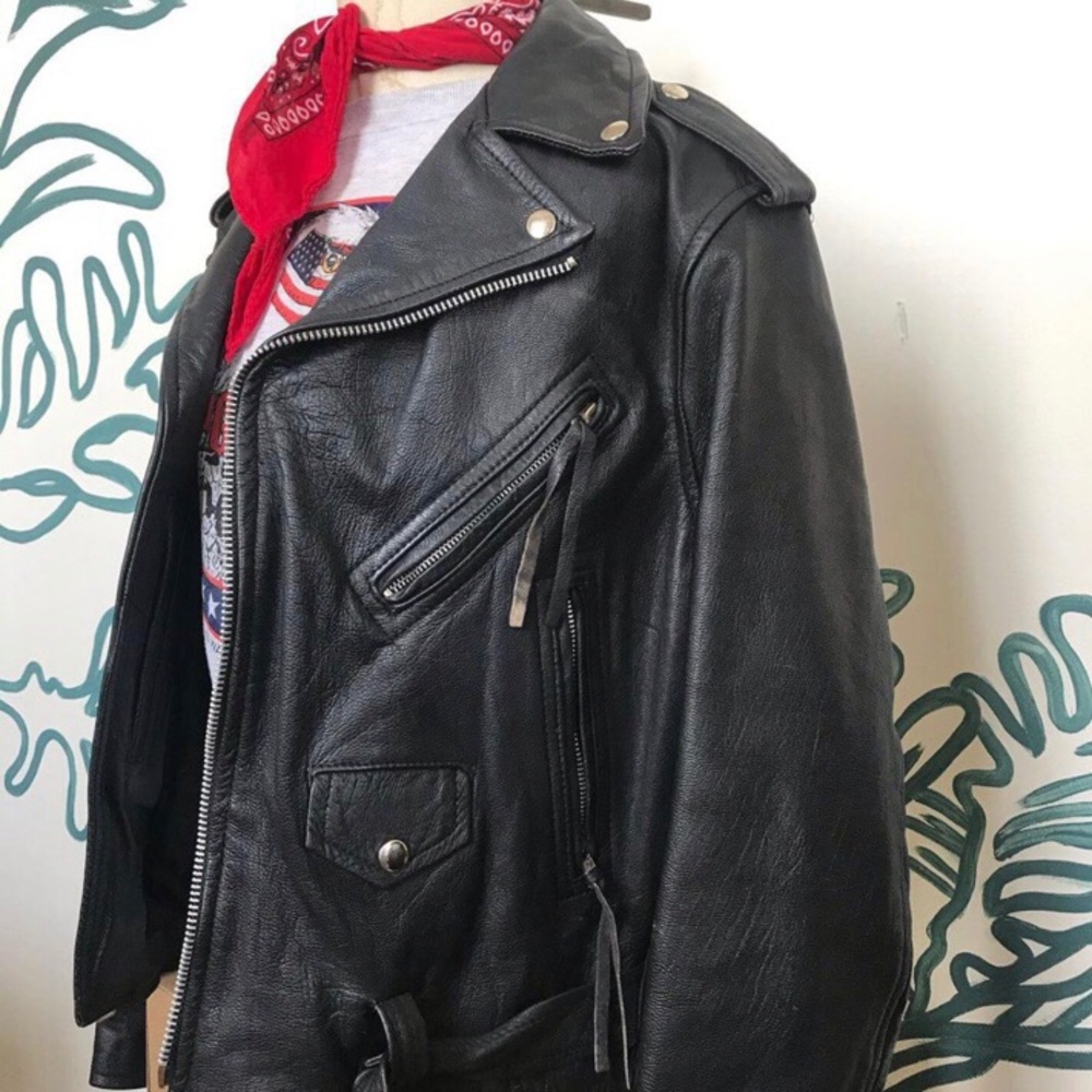 Vintage Saham Genuine Leather Moto Jacket